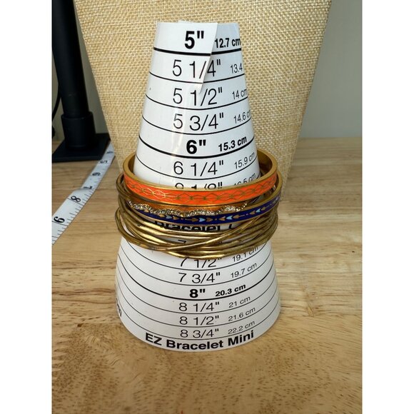 Stella & Dot Gold Cuff Bracelet Stack With Blue & Coral Enamel Rhinestone - Picture 10 of 14